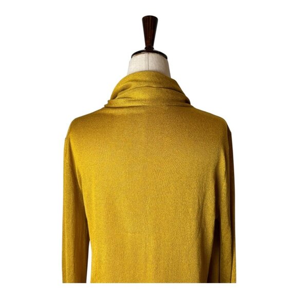 Sally Lapointe Sweater Women 8 Gold Metallic‎ Lightweight Knit Wrap Neck Luxury - Picture 5 of 11